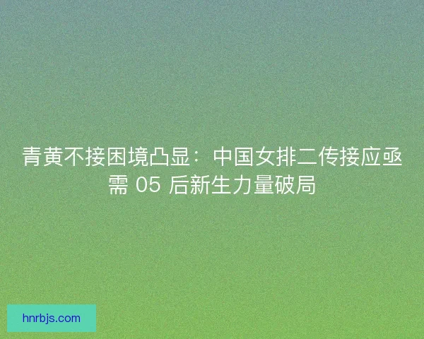 青黄不接困境凸显：中国女排二传接应亟需 05 后新生力量破局