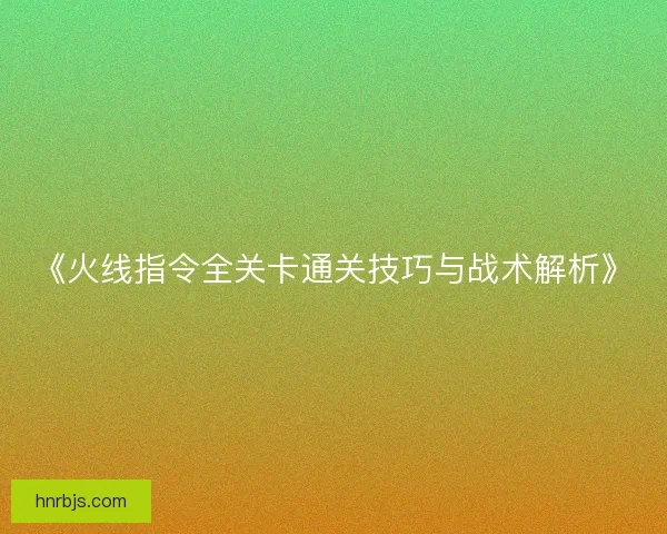 《火线指令全关卡通关技巧与战术解析》